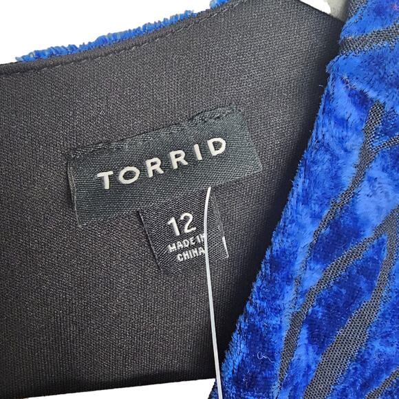 Torrid Dress Mini Dress Velvet Dress Long Sleeve Dress V Neck Dress 12 Blue NEW - Picture 7 of 11
